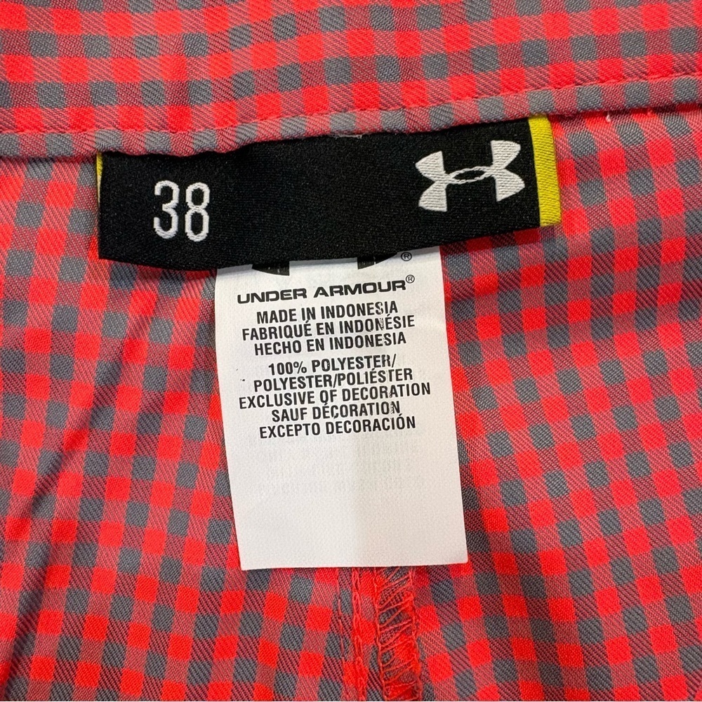 Under Armour Men’s Golf Shorts Vibrant Coral/Grey Gingham Size 38 NWT - Picture 7 of 11